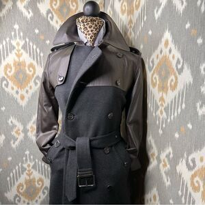 Ralph Lauren Black Label Charcoal & Chocolate Wool Lambskin Trench Coat
